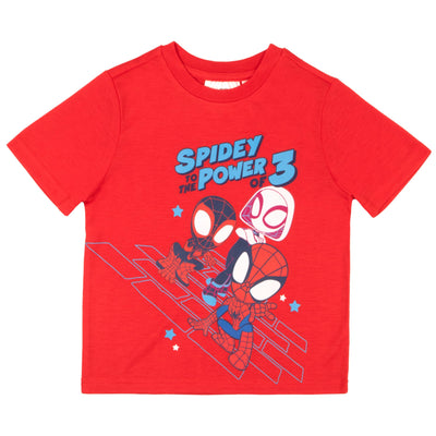 Marvel Spidey and His Amazing Friends 3 Piece Boys Short Set Spider-Man Shirt Tank Top and Shorts Set Spiderman 3 Pack