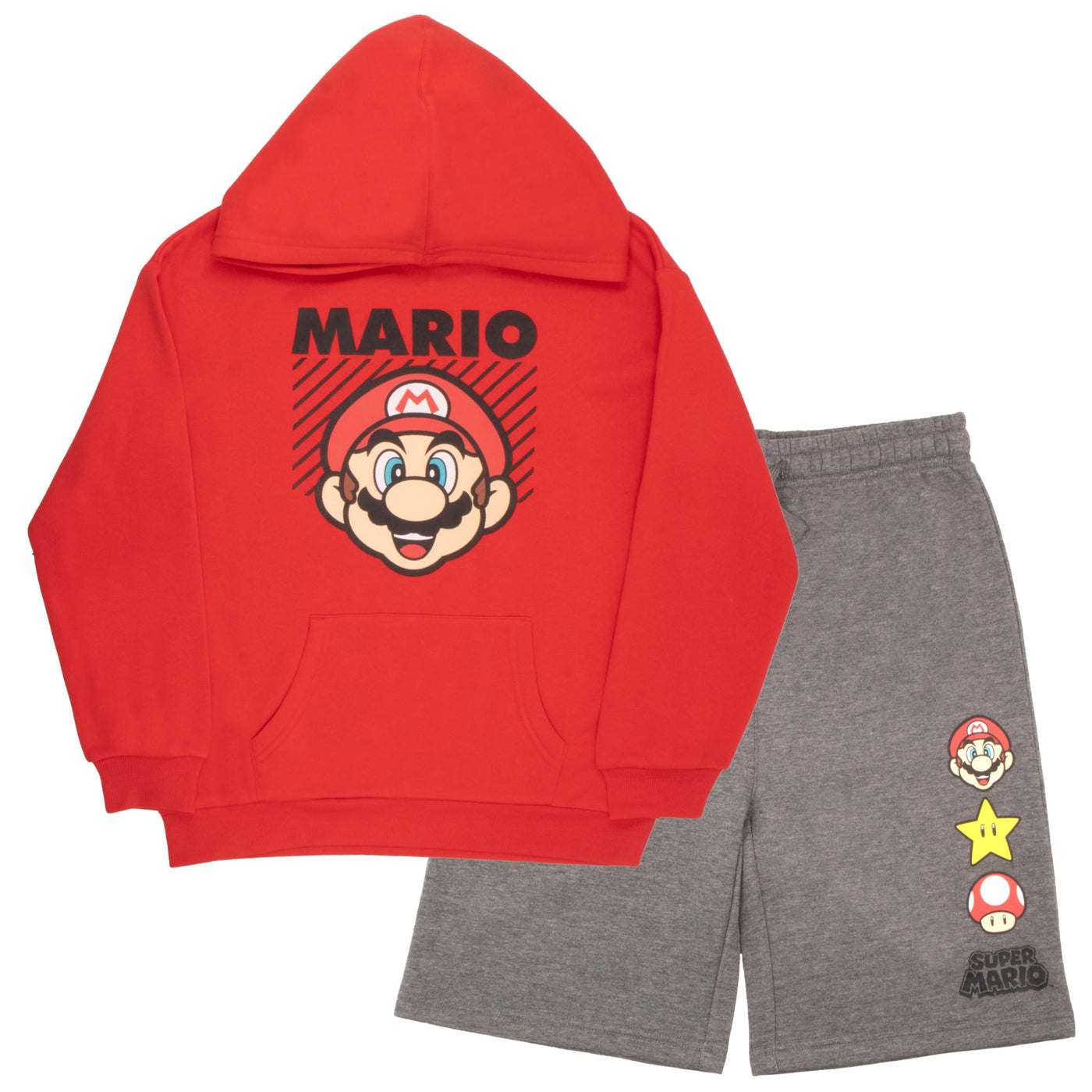 Nintendo Boys Hoodie and Short Set Graphic Hoodie and Shorts 2 Piece Set for Big Kids Fashion Clothing Set