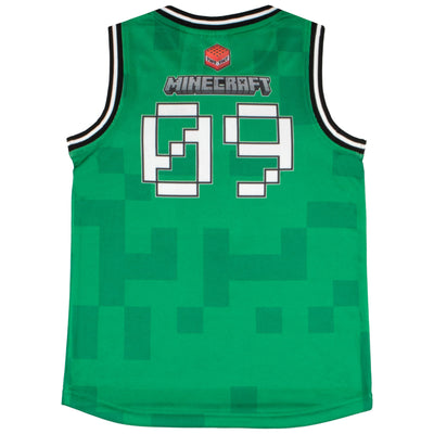 Minecraft Creeper Boys Basketball Sleeveless Shirt & Shorts, 2-Piece Outfit Set for Kids