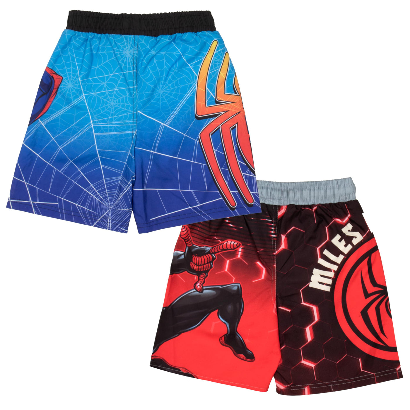 Marvel Spider-Man Peter Parker & Miles Morales Boys Swim Trunks Set - Spiderman Bathing Suit Swim Shorts 2-Pack Bundle Set
