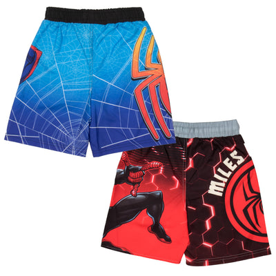 Marvel Spider-Man Peter Parker & Miles Morales Boys Swim Trunks Set - Spiderman Bathing Suit Swim Shorts 2-Pack Bundle Set