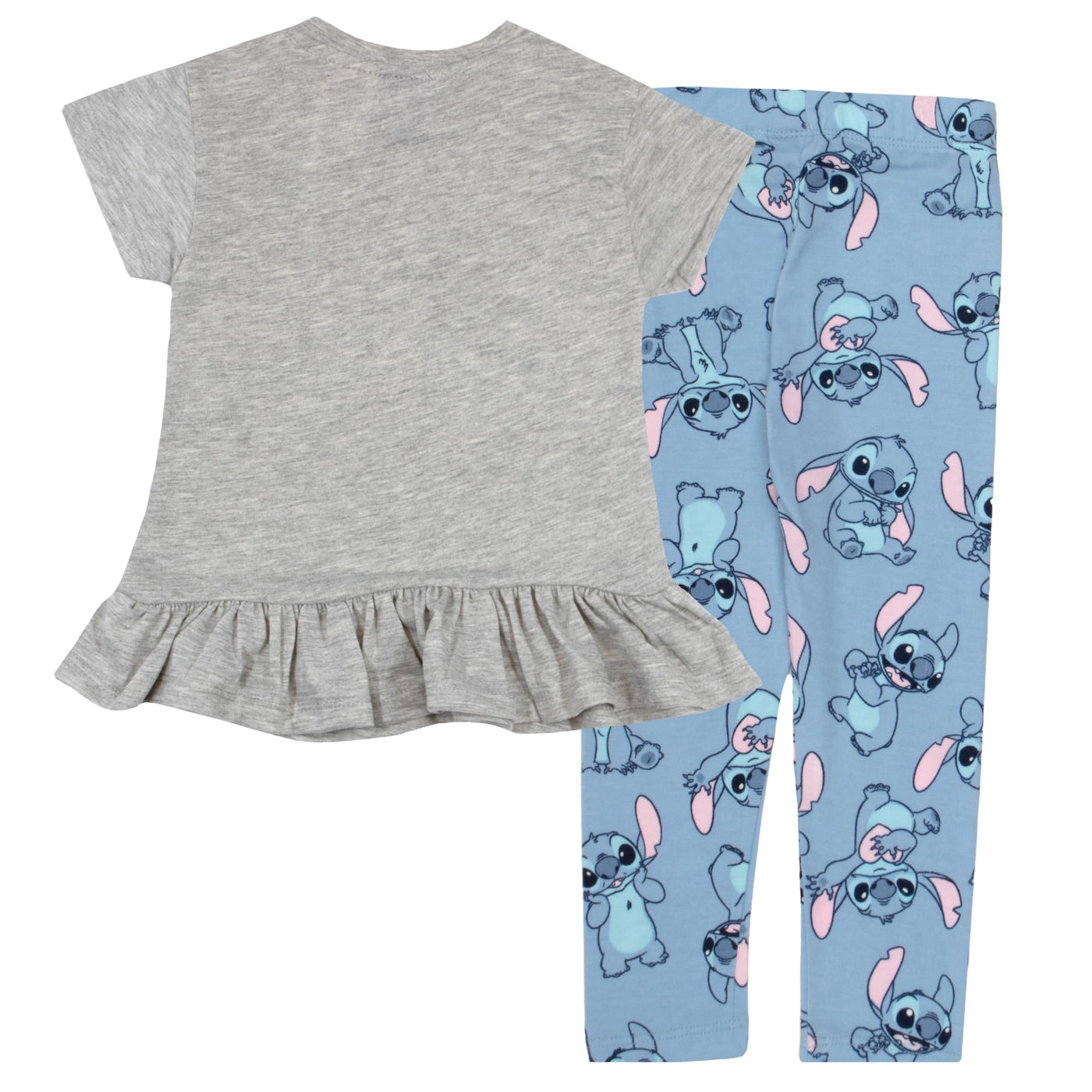 Disney Minnie Mouse, Lilo and Stitch Girls Short Sleeve T-Shirt & Leggings Pants Set, Tee & Leggings 2-Piece Bundle for Girls