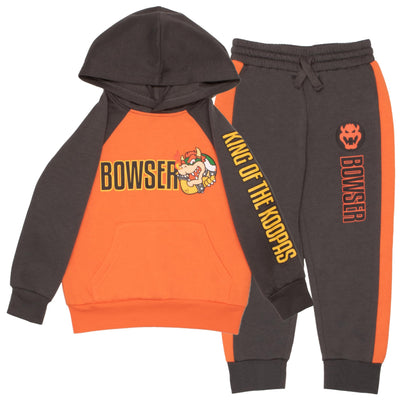 Nintendo Super Mario Bros, Bowser, Donkey Kong Boys Matching Sets Pullover Hoodie and Jogger Fleece Set 2 Piece Bundle