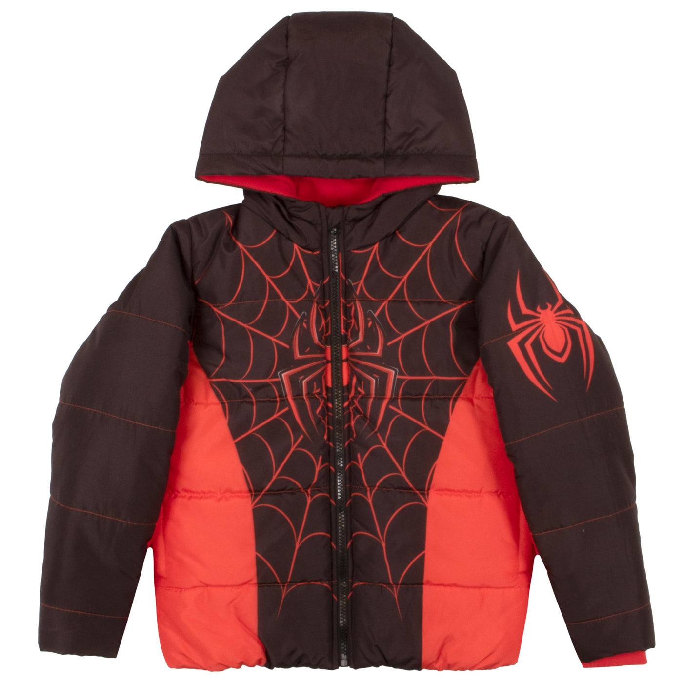 Marvel Winter Coat for Boys Spider-Man, Avengers Graphic Print Boys Puffer Winter Jacket for Big and Little Kids