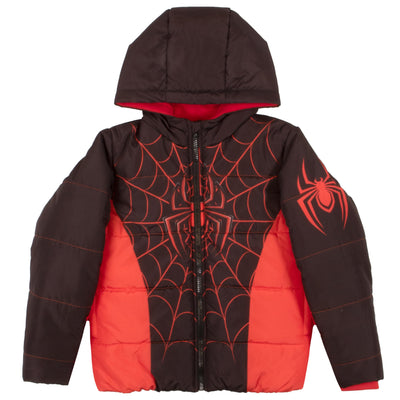 Marvel Winter Coat for Boys Spider-Man, Avengers Graphic Print Boys Puffer Winter Jacket for Big and Little Kids