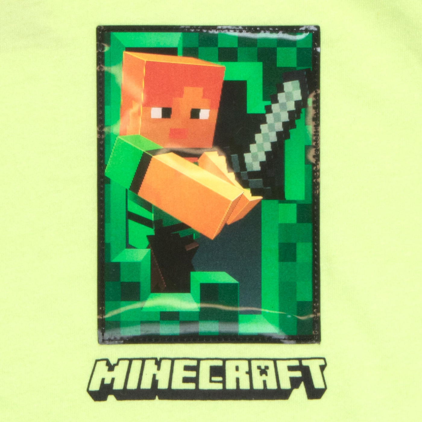 Minecraft Creeper Boys Short Sleeve T-Shirt & Shorts with Lenticular Image Changing Patch, 2-Piece Gamer Outfit Shorts Set