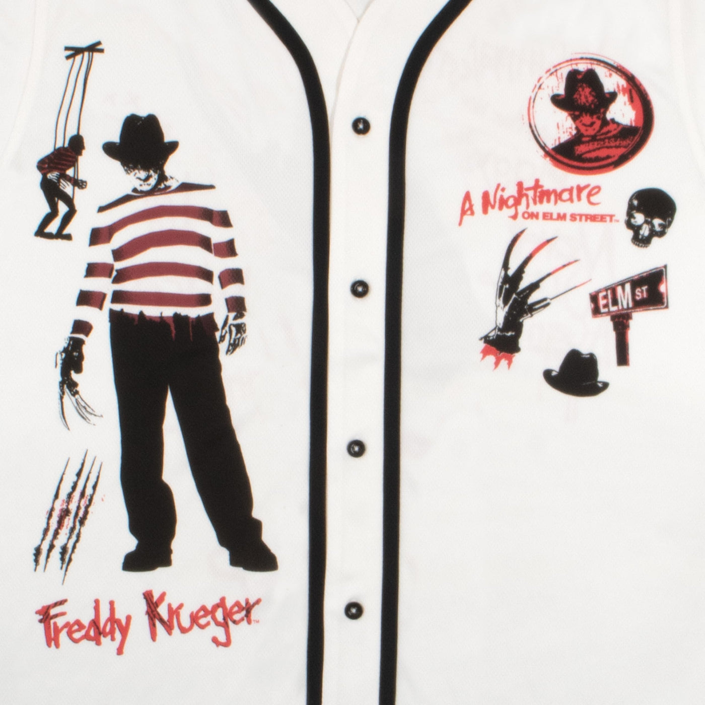 Warner Bros Horror Movie Baseball Jerseys, Freddy and Jason Casual Button Down Short Sleeve Shirts for Men and Women