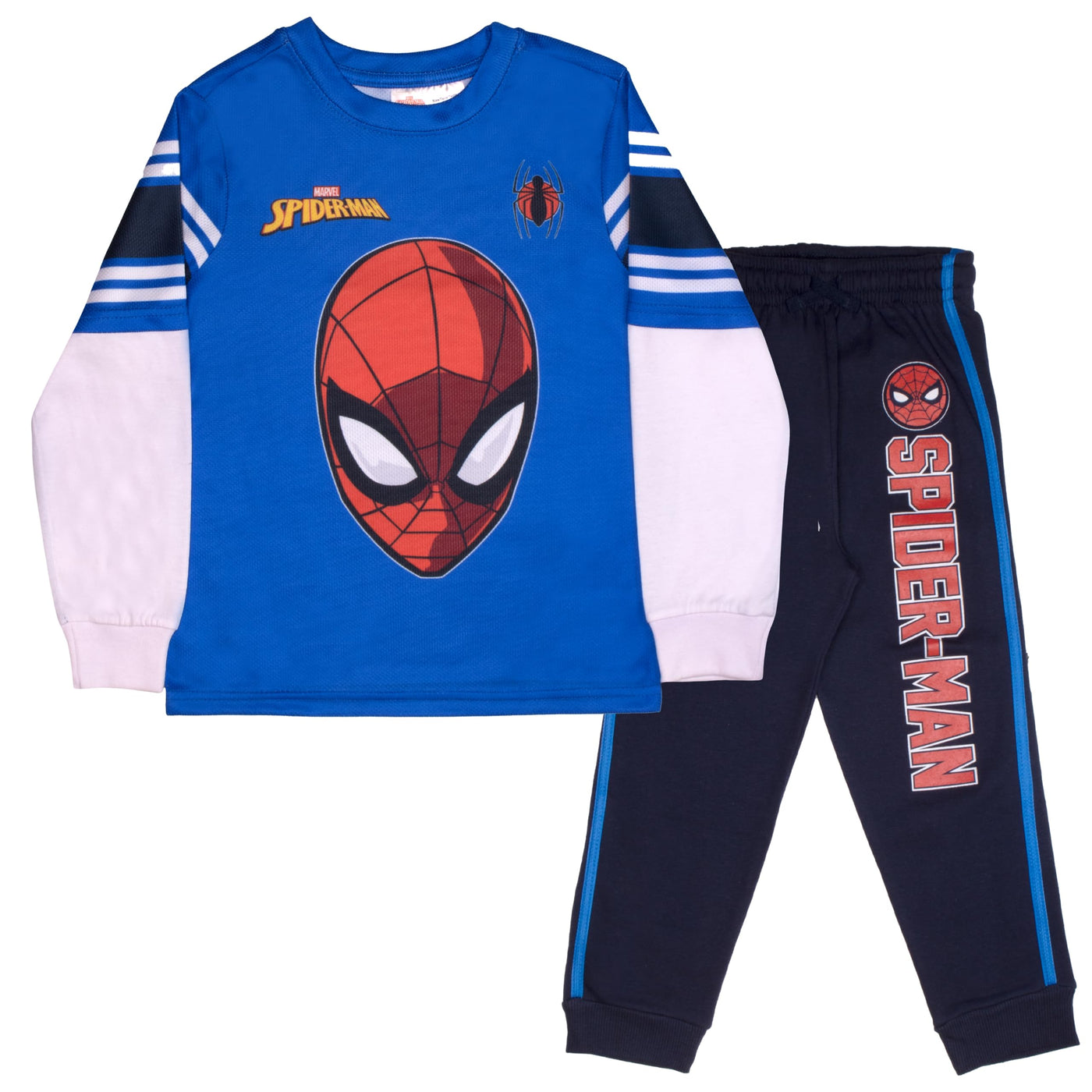 Marvel Superheroes Avengers and Spider-Man 2-Piece Set, Boys Long Sleeve Active Mesh T-Shirt & Pants 2-Pack Bundle Set