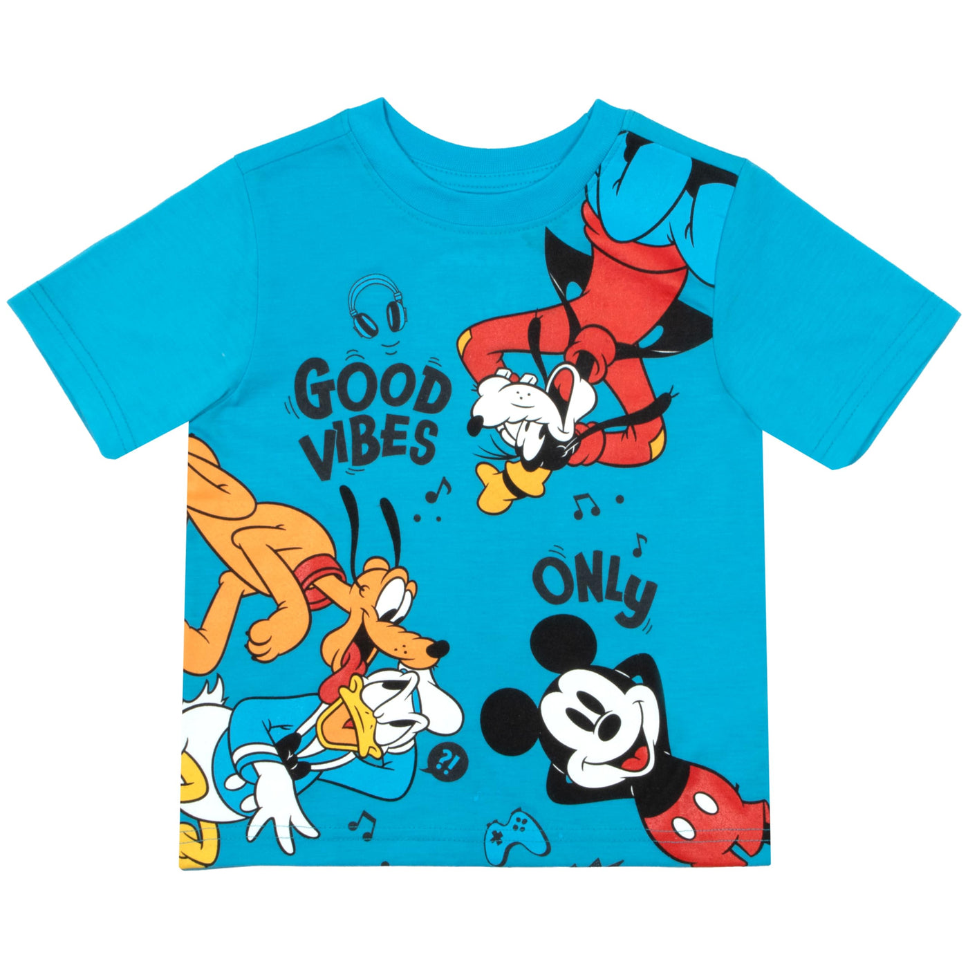 Disney Mickey Mouse & Friends Good Vibes Good Times Boys 4-Pack Short Sleeve T-Shirt Bundle Set for Kids and Toddlers