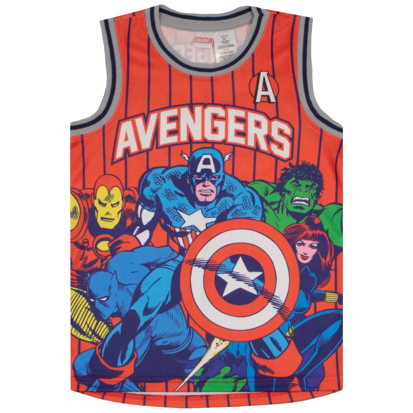 Marvel Avengers and Spider-Man Boys Basketball Sleeveless Shirt & Shorts, Superheroes 2-Piece Outfit Set for Kids