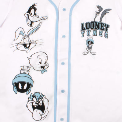 Warner Bros Looney Tunes Men’s Baseball Athletic Jersey Casual Button Down Short Sleeve Shirt for Men and Women