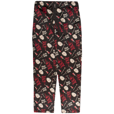 WARNER BROS Friday the 13th Mens Pajama Pants Jason Voorhees Mask Men's Sleepwear All Over Print PJ Pants Mens Sleep Pants