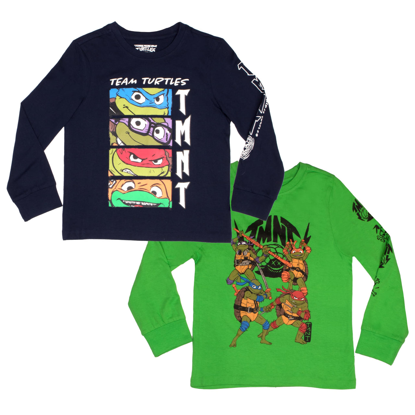 Nickelodeon Teenage Mutant Ninja Turtles Boys Long Sleeve T-Shirt 2-Pack, TMNT 2-Pack Bundle Set for Kids and Toddlers