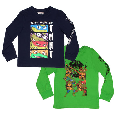 Nickelodeon Teenage Mutant Ninja Turtles Boys Long Sleeve T-Shirt 2-Pack, TMNT 2-Pack Bundle Set for Kids and Toddlers