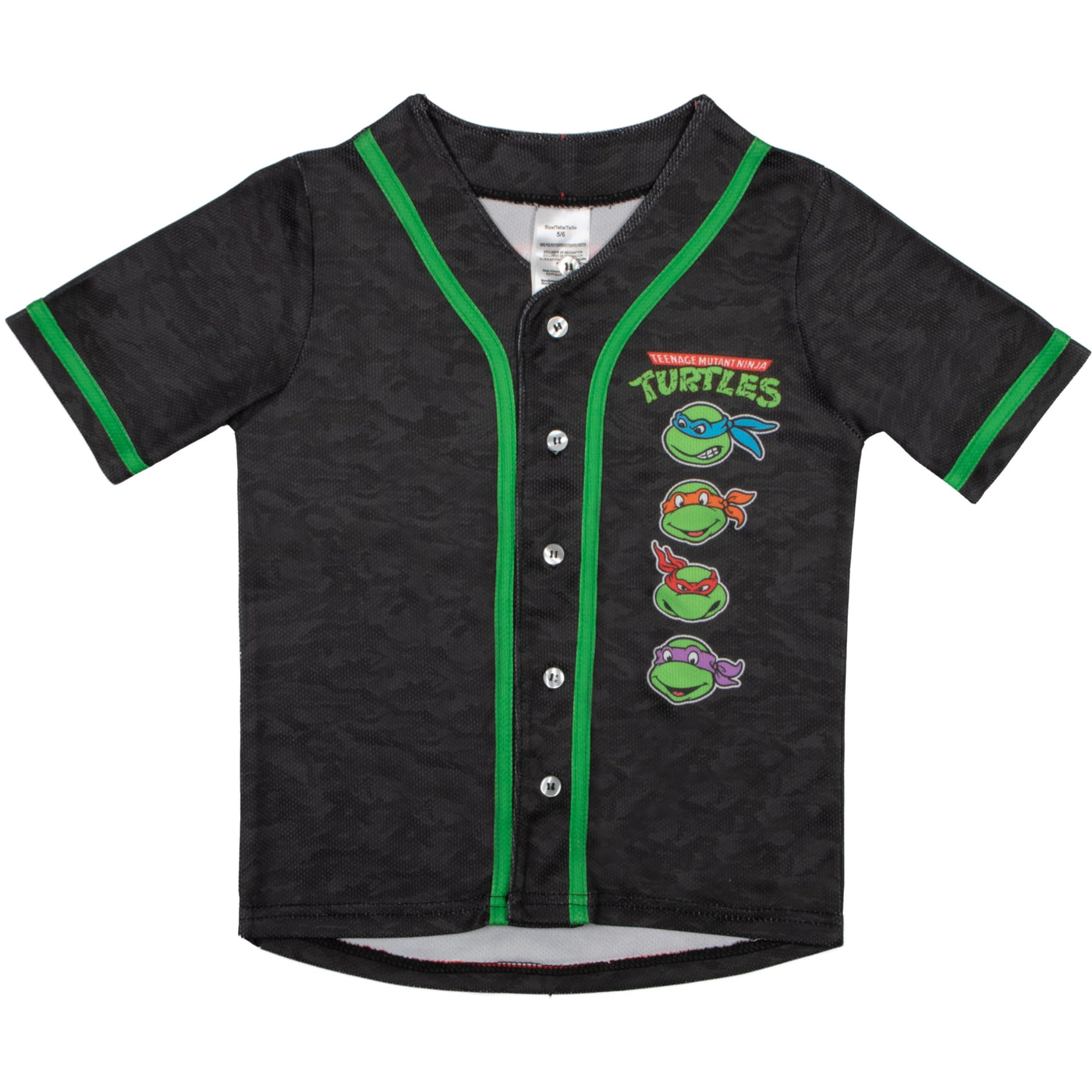 Nickelodeon Teenage Mutant Ninja Turtles Boys Baseball Jersey, TMNT Athletic Casual Button Down Short Sleeve Shirt for Boys