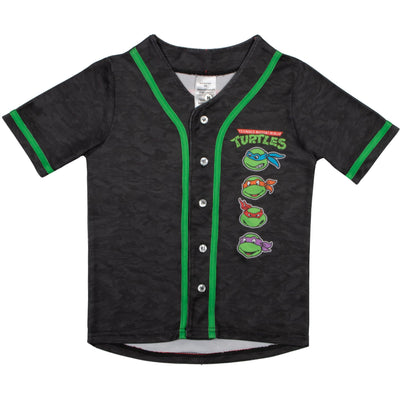 Nickelodeon Teenage Mutant Ninja Turtles Boys Baseball Jersey, TMNT Athletic Casual Button Down Short Sleeve Shirt for Boys