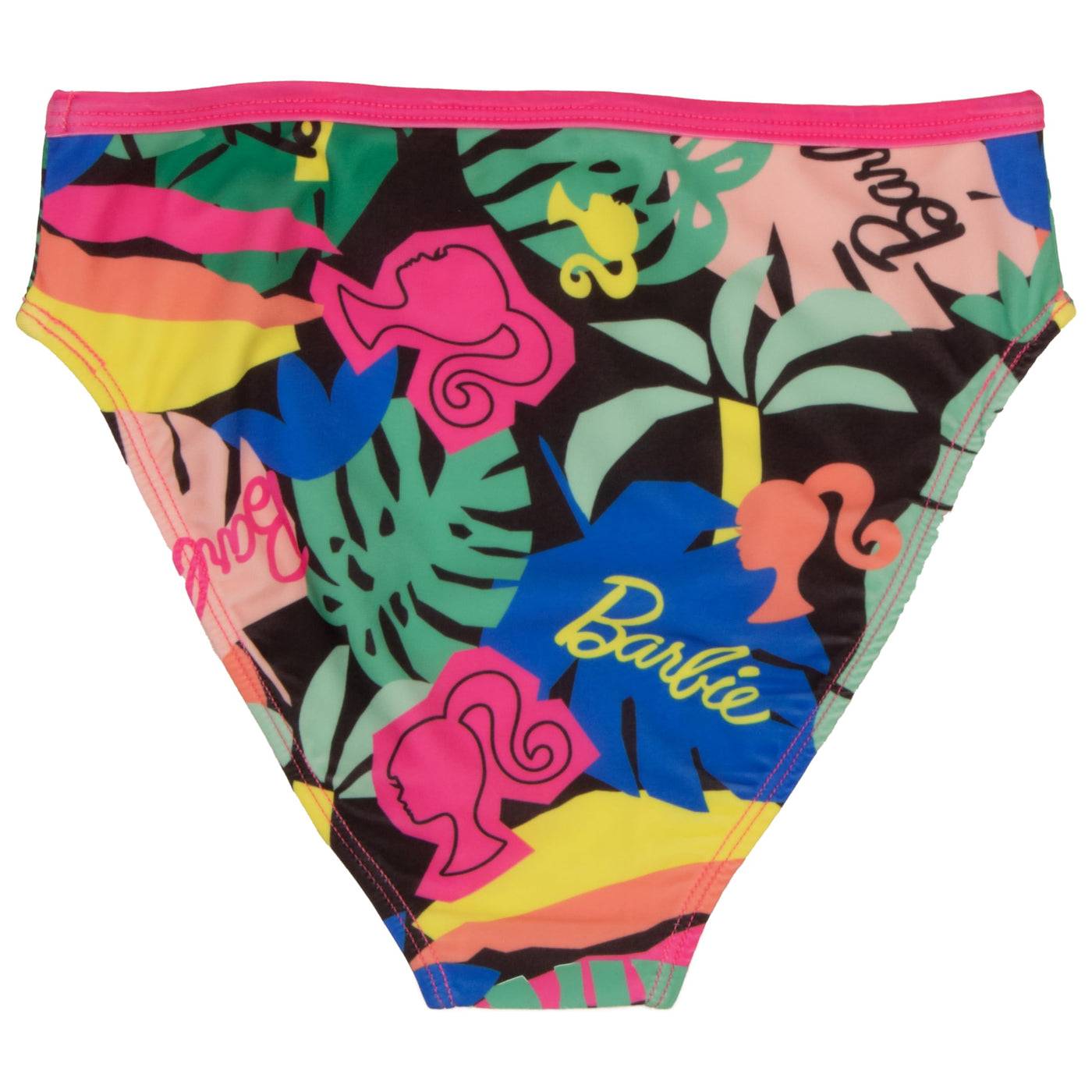 Barbie Two-Piece Girls Swimsuit Set – Tropical Graphic Swimwear for Kids