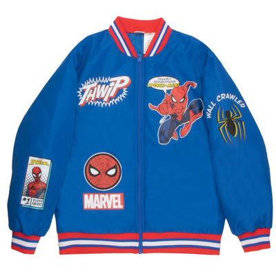 Marvel Amazing Spider-Man Queens NY Boys Bomber Jacket, Zip-Up Varsity Jacket for Kids and Toddlers