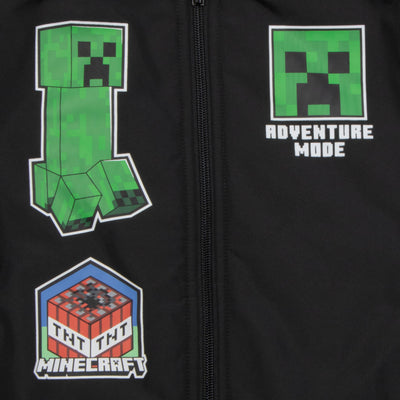 Minecraft Adventure Mode Creeper Boys Bomber Jacket, Zip-Up Varsity Jacket for Kids and Toddlers