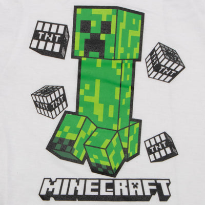 Minecraft Creeper Boys Short Sleeve T-Shirt & Shorts, 2-Piece Gamer Outfit Set for Kids and Toddlers