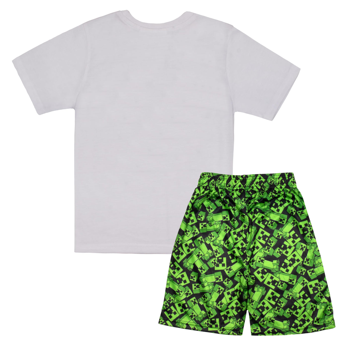 Minecraft Creeper Boys Short Sleeve T-Shirt & Shorts, 2-Piece Gamer Outfit Set for Kids and Toddlers