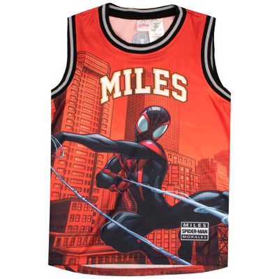 Marvel Avengers and Spider-Man Boys Basketball Sleeveless Shirt & Shorts, Superheroes 2-Piece Outfit Set for Kids