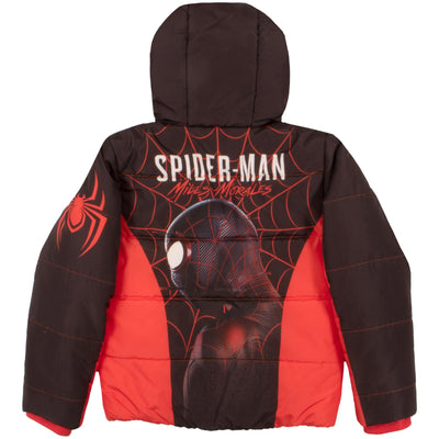 Marvel Winter Coat for Boys Spider-Man, Avengers Graphic Print Boys Puffer Winter Jacket for Big and Little Kids