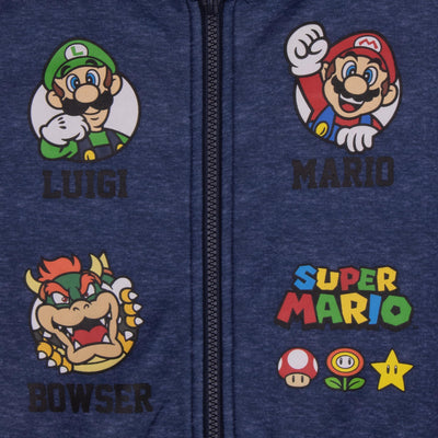 Nintendo Super Mario Graphic Boys Hooded Fleece Varsity Jacket for Kids and Toddlers