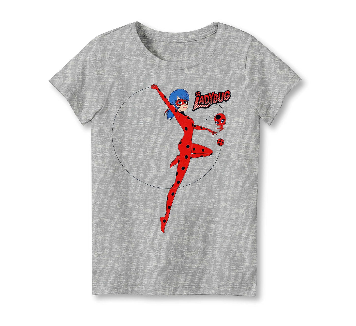 Miraculous Ladybug Girls T-Shirts 2-Pack, Ladybug Cat Noir Rena Rouge Short Sleeve Tees 2-Pack Bundle Set for Girls