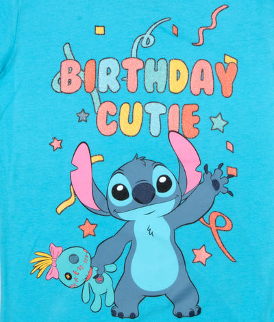 Disney Princesses Minnie Mouse Lilo & Stitch Birthday Girl Short Sleeve T-Shirt, Girls Short Sleeve Tee for Birthday Parties