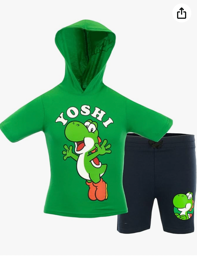 NINTENDO Characters Super Mario Lightweight Costume Short Sleeve Hoodie T-Shirt & Shorts Set