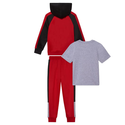 Marvel Spider-Man Boys 3-Piece Fleece Pants Sets, Peter Parker Miles Morales Zip-Up Hoodie, T-Shirt, Pants Sets for Boys