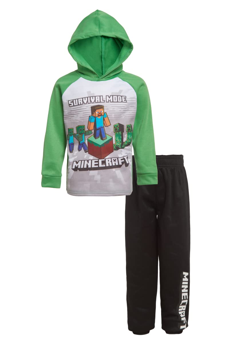 Minecraft Boys 2 Piece Fleece Pants Sets, Minecraft Pullover Hoodie and Jogger Set for Boys