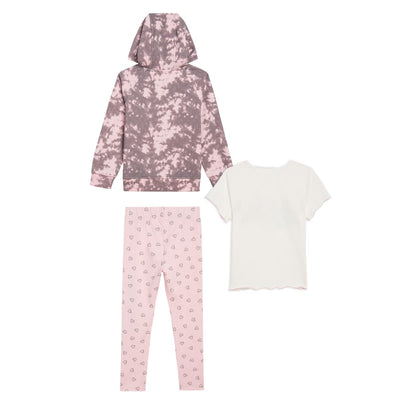 Disney Princess 3Pc Pants Set for Girls, Cinderella, Snow White, Jasmine, Ariel and More Zip-Up Hoodie, T-Shirt, Pants Set