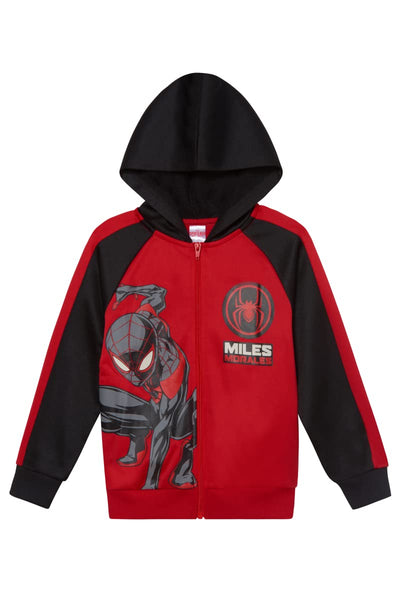 Marvel Spider-Man Boys 3-Piece Fleece Pants Sets, Peter Parker Miles Morales Zip-Up Hoodie, T-Shirt, Pants Sets for Boys