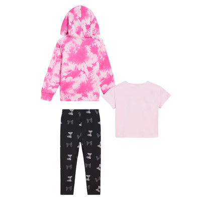 Disney Princess Minnie Mouse  3 Piece Pants Set for Girls, Girls Minnie Mouse Zip-Up Hoodie, T-Shirt, and Pants Set