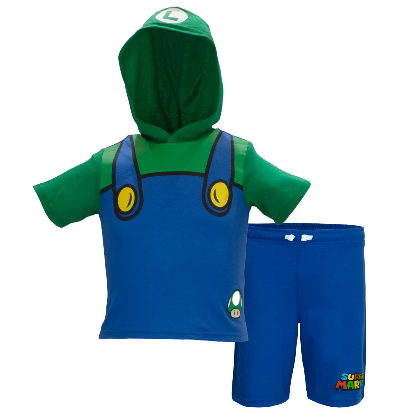 NINTENDO Characters Super Mario Lightweight Costume Short Sleeve Hoodie T-Shirt & Shorts Set