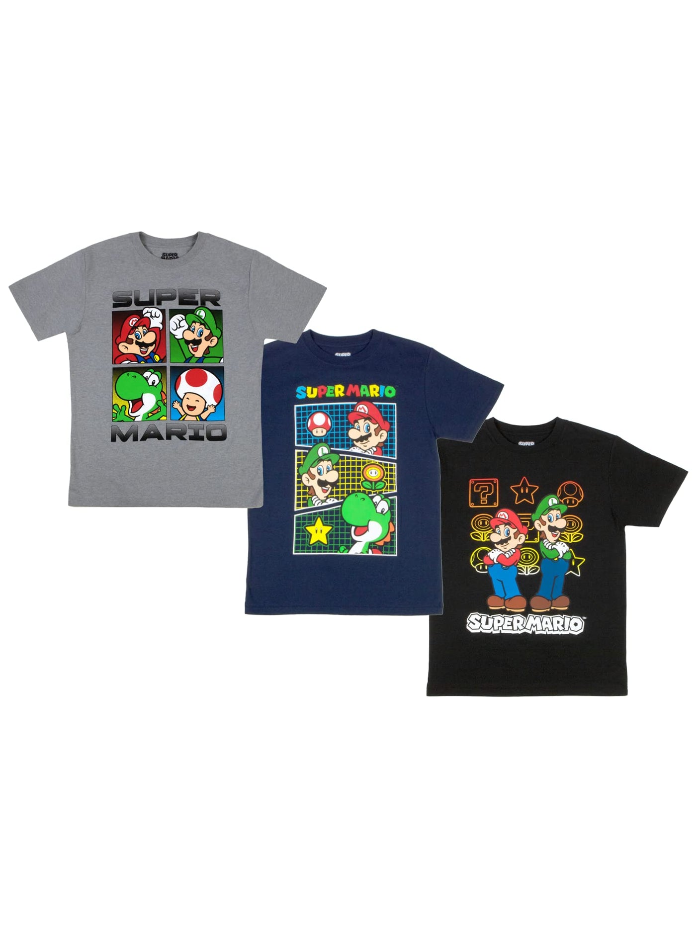 NINTENDO Super Mario Mario Kart Boys Short Sleeve T-Shirt 3-Pack Bundle Set