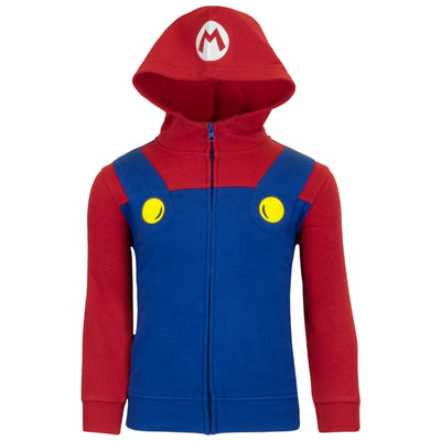 NINTENDO Super Mario Bros. Boys Costume Hoodies, Mario and Luigi Zip-Up Costume Hooded Sweatshirts for Boys