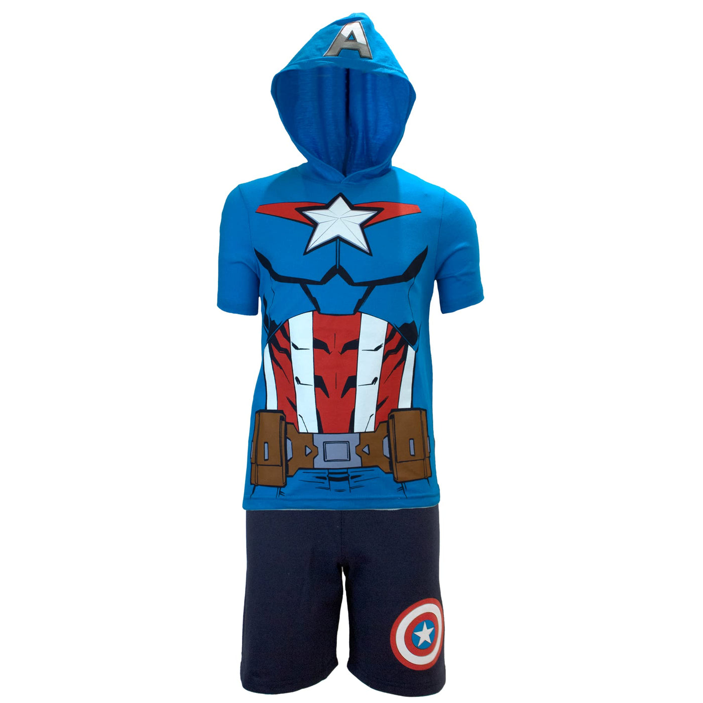 Marvel Avengers Superheroes Miles Morales Black Panther Boys Short Sleeve Hoodie T-Shirt & Shorts Athleisure Short Set