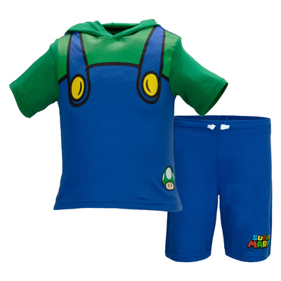 NINTENDO Characters Super Mario Lightweight Costume Short Sleeve Hoodie T-Shirt & Shorts Set