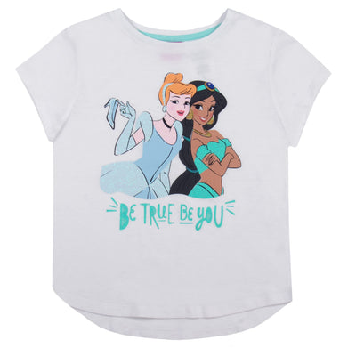 Disney Princess 3Pc Pants Set for Girls, Cinderella, Snow White, Jasmine, Ariel and More Zip-Up Hoodie, T-Shirt, Pants Set