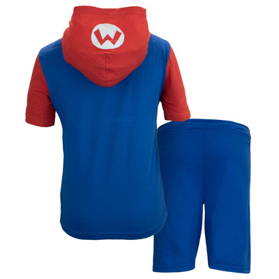 NINTENDO Characters Super Mario Lightweight Costume Short Sleeve Hoodie T-Shirt & Shorts Set