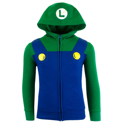 NINTENDO Super Mario Bros. Boys Costume Hoodies, Mario and Luigi Zip-Up Costume Hooded Sweatshirts for Boys