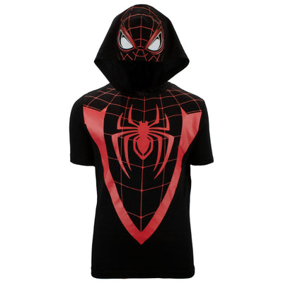 Marvel Avengers Superheroes Miles Morales Black Panther Boys Short Sleeve Hoodie T-Shirt & Shorts Athleisure Short Set