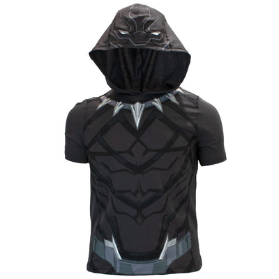 Marvel Avengers Superheroes Miles Morales Black Panther Boys Short Sleeve Hoodie T-Shirt & Shorts Athleisure Short Set