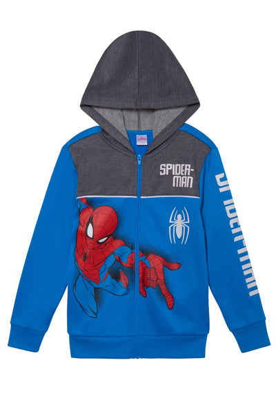 Marvel Spider-Man Boys 3-Piece Fleece Pants Sets, Peter Parker Miles Morales Zip-Up Hoodie, T-Shirt, Pants Sets for Boys