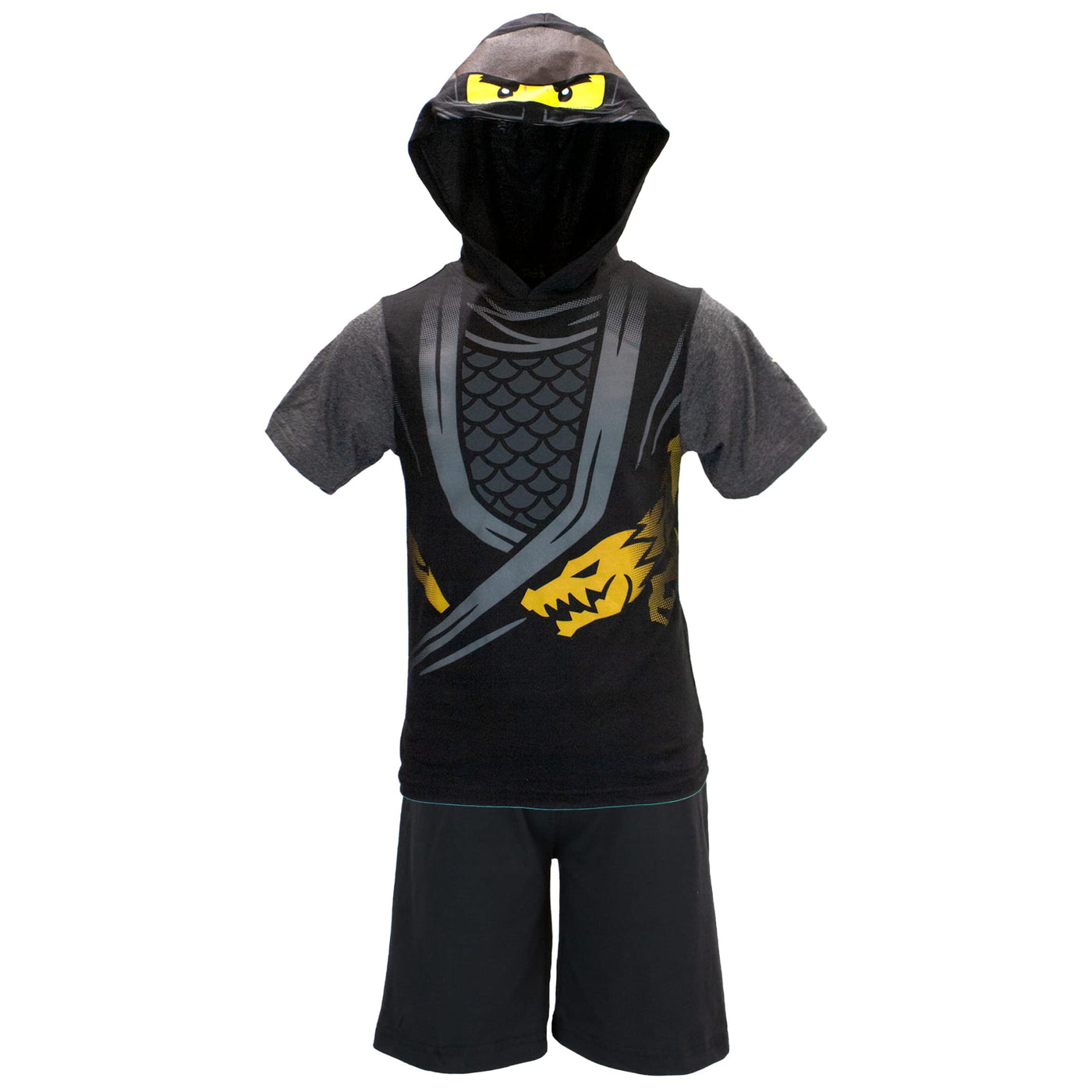 LEGO Ninjago Boys Ninjago Lloyd and Kai Costume Short Set Green and Red Shorts and Matching Costume Hooded T-Shirt for Boys