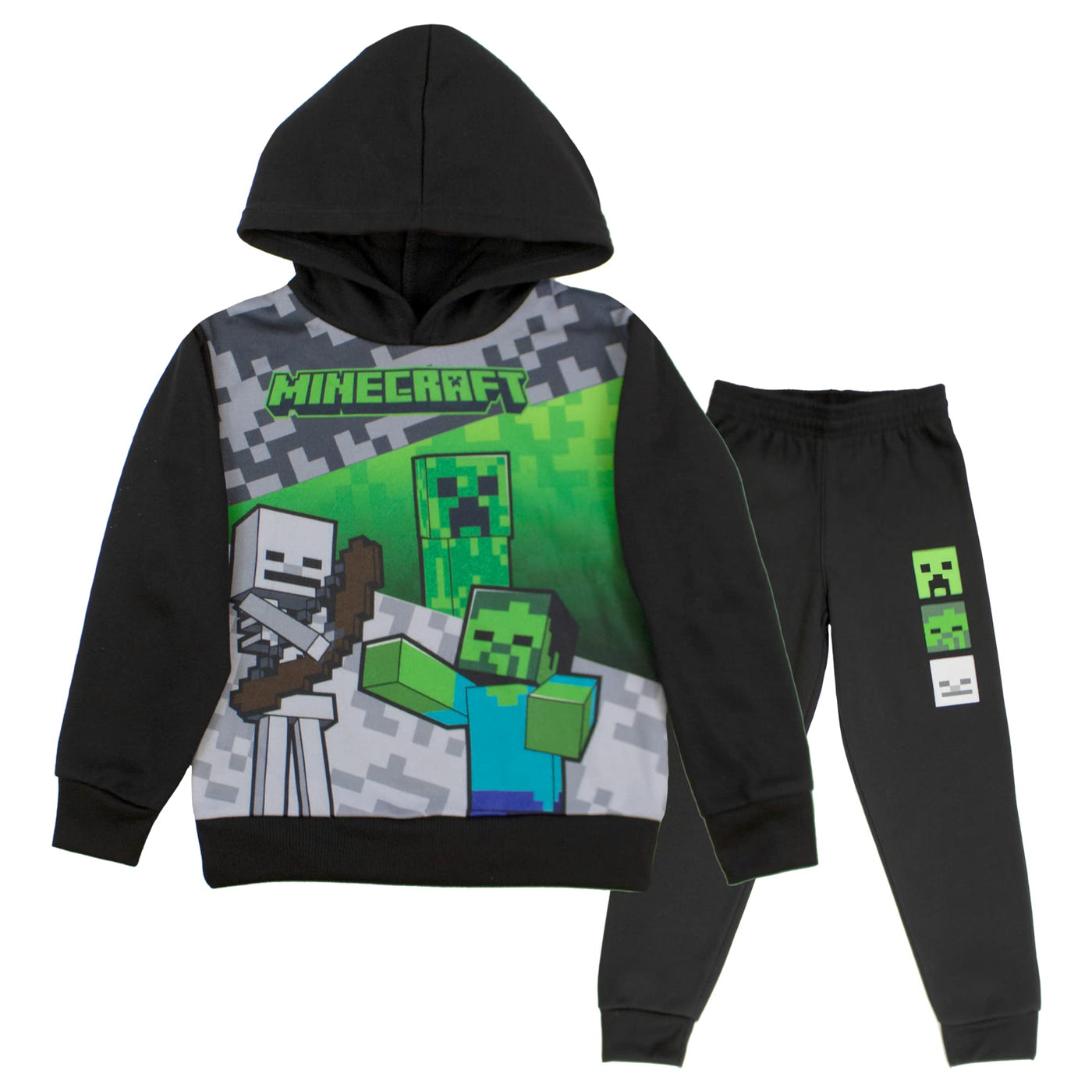 Minecraft Boys 2 Piece Fleece Pants Sets, Minecraft Pullover Hoodie and Jogger Set for Boys