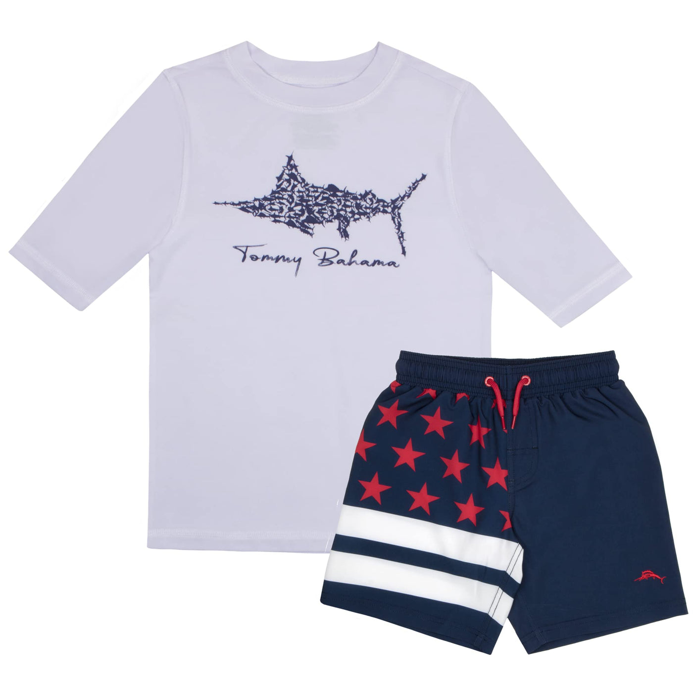 Tommy Bahama 2-Piece Swimsuit Set, Rash Guard & Swim Trunks 2-Pack Bundle Set for Boys and Toddlers